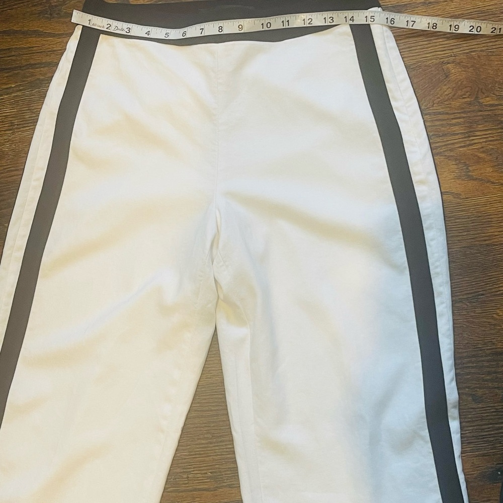 White House Black Market White Wide-Leg Pants with Black Side Stripes trousers - Picture 8 of 12
